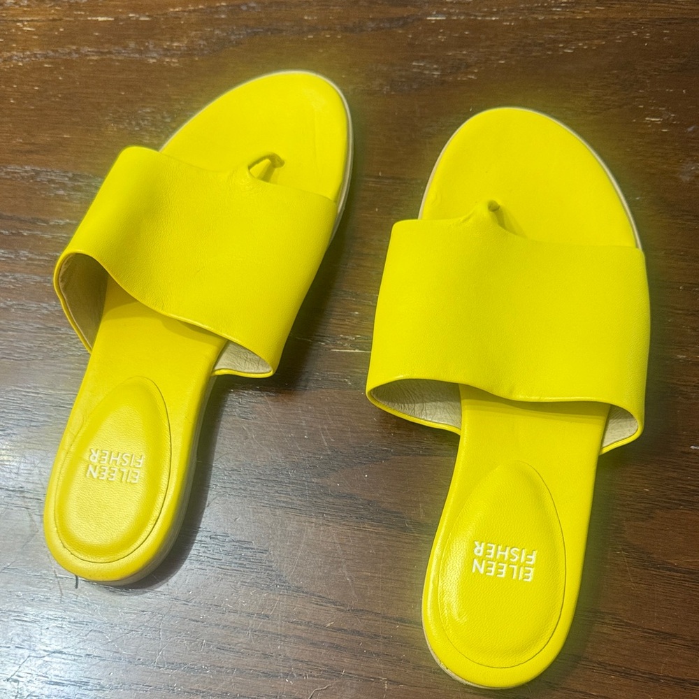 Eileen Fisher Yellow Single-Band Slide Sandals